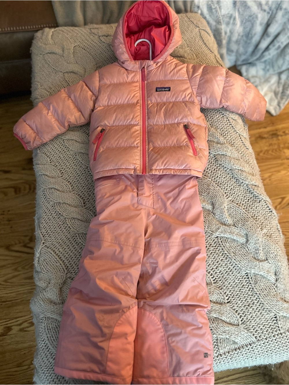 Patagonia Kids Puffer Jacket Pink and Ski Pants Set